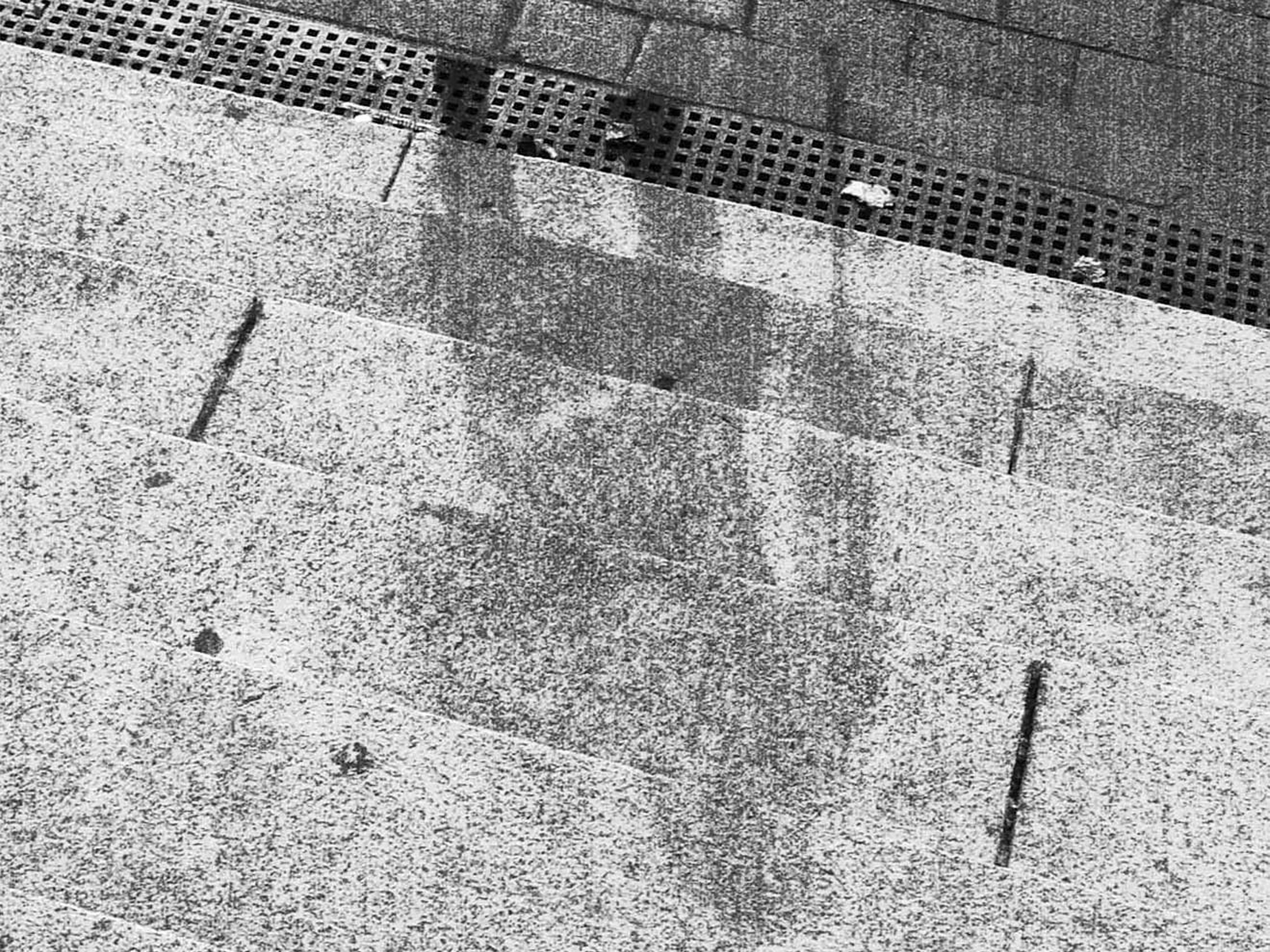 A photo showing a human shadow burnt into stone steps by the atomic bomb explosion in Hiroshima, Japan on August 6, 1945.