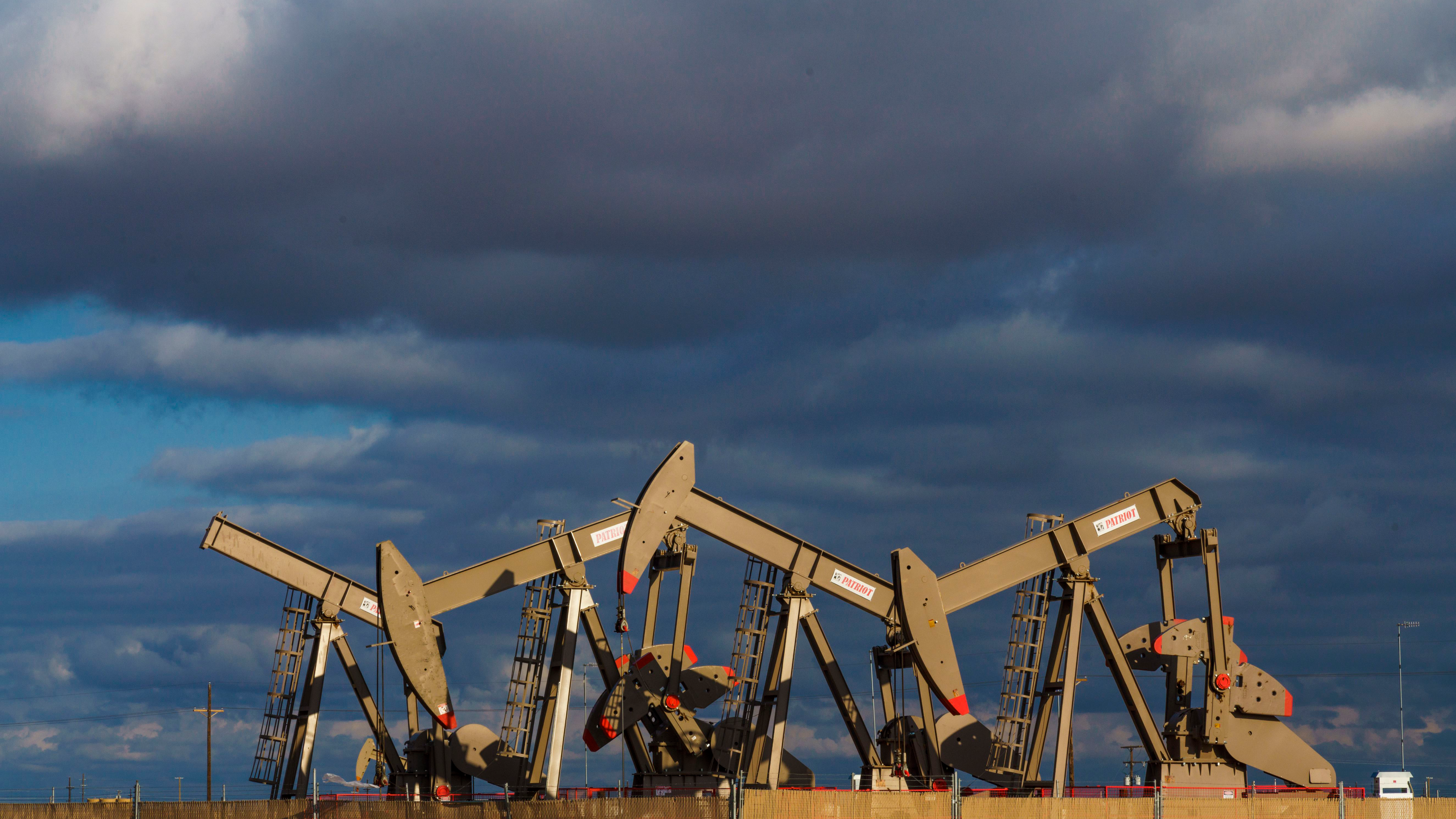 Oil Wells pumping outside of Midland Texas.