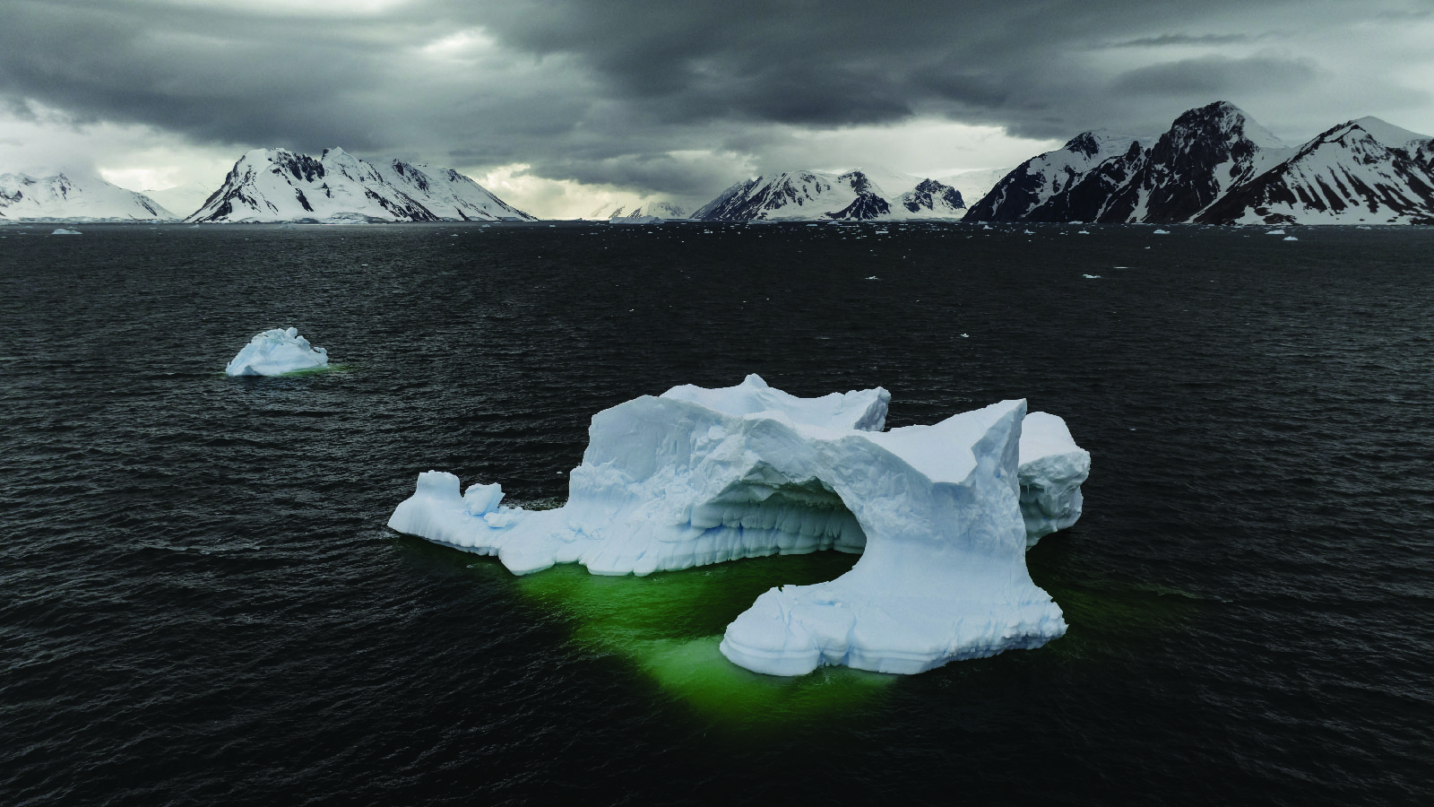 An iceberg floating at sea. This photo was taken as a a part of a research trip led by scientists studying ice melt on an TUBTAK MAM Polar Research Institute expedition to the Antarctic on February 8, 2024. 