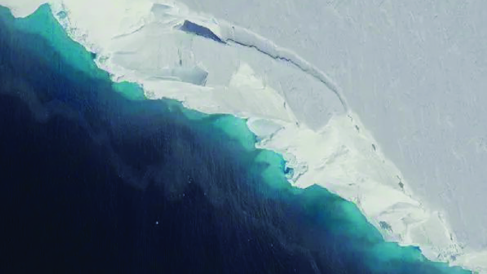 Aerial view of the giant Thwaites Glacier in Antarctica. 