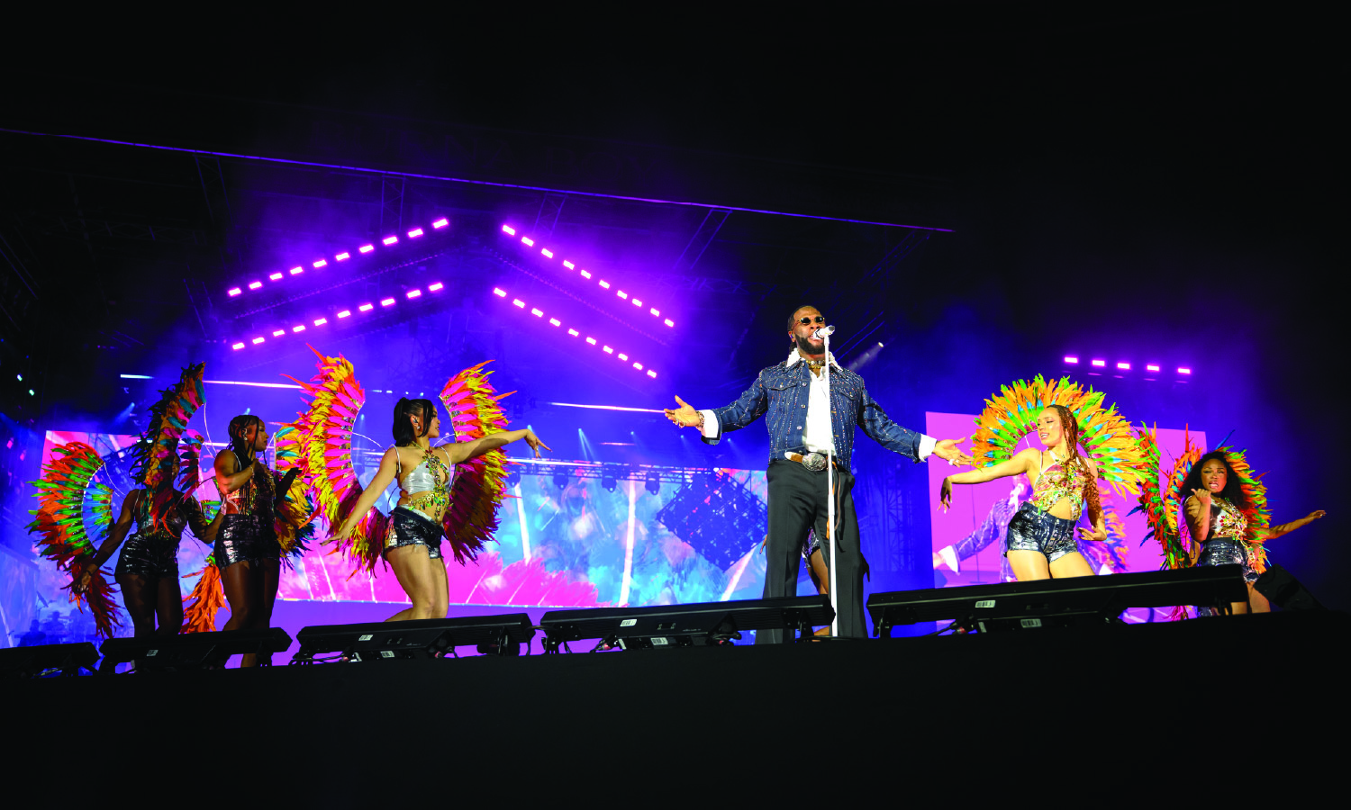 Burna Boy performs live on stage at Stade de France in Paris, France, on April 18, 2025.
