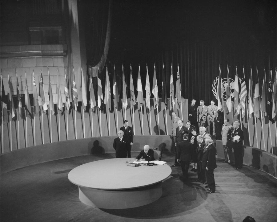 The United States signs the UN Charter at a ceremony in San Francisco on June 26, 1945. Source: UN Photo.
