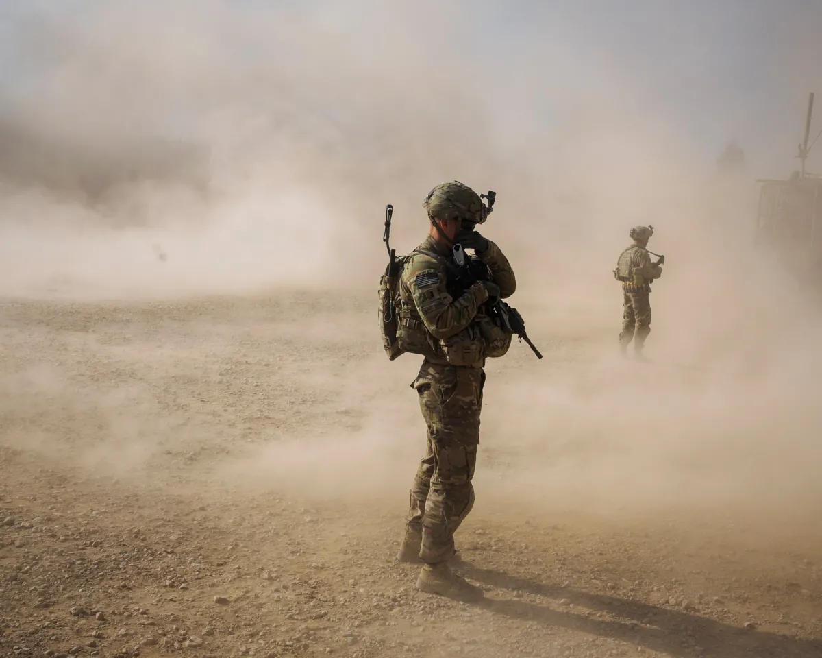 A photo showing U.S. soldiers visiting an Afghan National police installation in the Nangarhar province of Afghanistan on December 16, 2014.