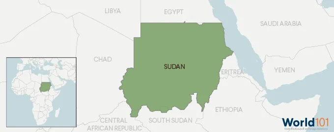 This map shows where Sudan is in relation to Africa.  For more info contact us at cfr_education@cfr.org.