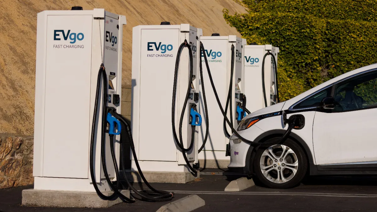 EVGO Inc. fast electric vehicles charge in Encinitas, California, U.S., on October 17, 2023.