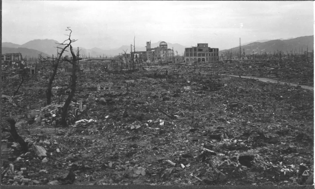 The aftermath of the atomic bombing in Hiroshima, Japan on January 1, 1945.