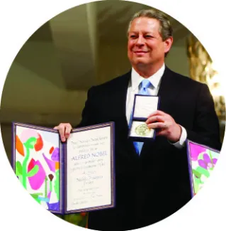 Former U.S. Vice President Al Gore with his award during the Nobel Peace Price ceremony in Oslo, Norway on December 10, 2007.