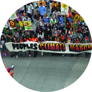 Activists at the People's Climate March through Midtown, New York City on September 21, 2014.