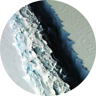 A huge rift in the Antarctic Peninsula's Larsen C ice shelf is visible on November 10, 2016. 