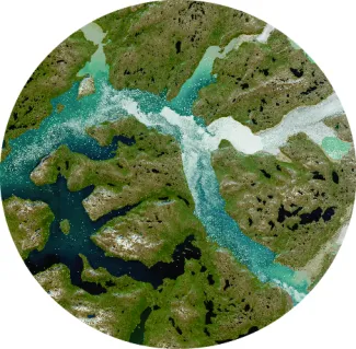 Satellite image shows significant ice melt in Greenland's Nuuk Fjord on July 29, 2021.