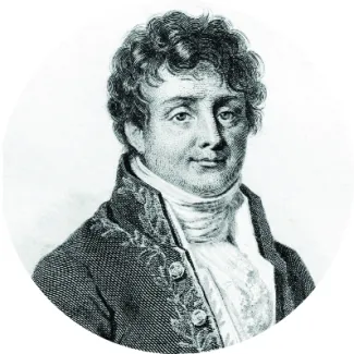 A line engraving portrait of Joseph Fourier. 