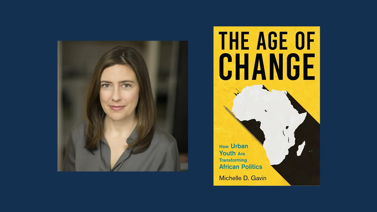 Side-by-side images of author and book cover.