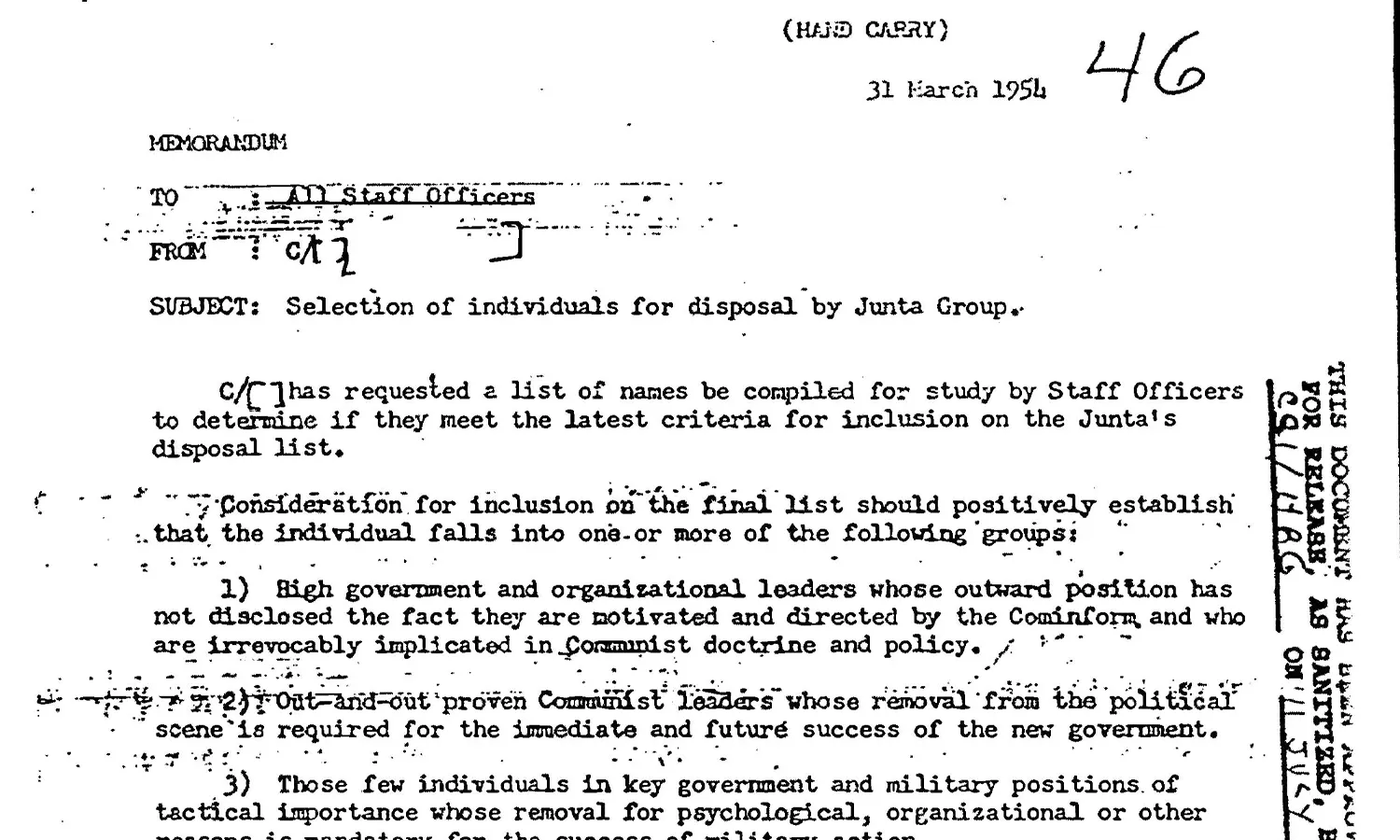 A scan of the top of the CIA's target list.